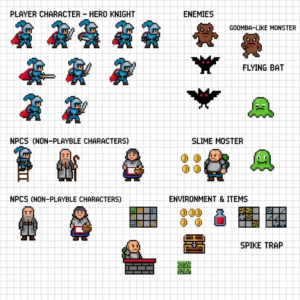 2D NES Platforming Game Sprite Sheet