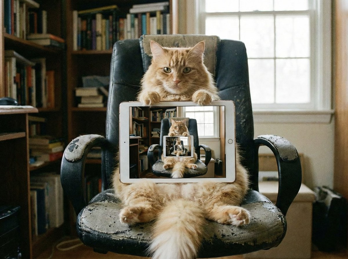 قطة على iPad بصورة تكرارية