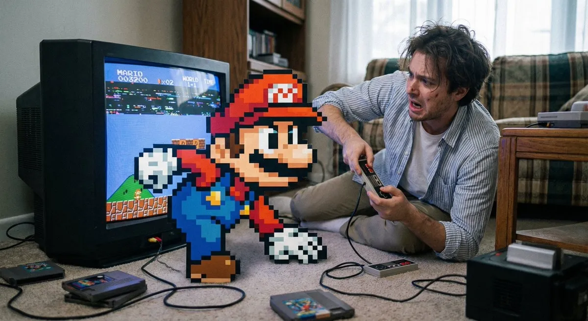 Pixel Character Climbing TV
